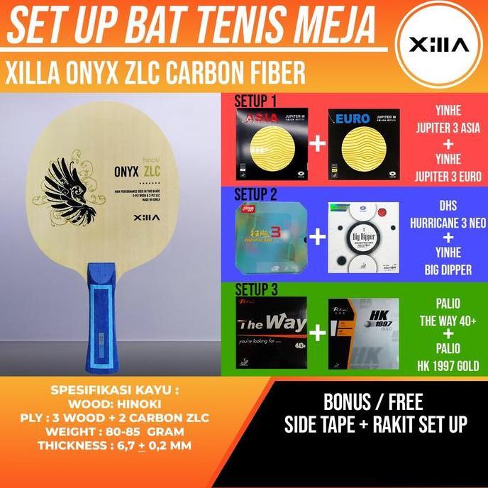 Paket Bat Pingpong Rakitan Xilla Onyx ZLC Hinoki OFF+ DHS Palio Yinhe