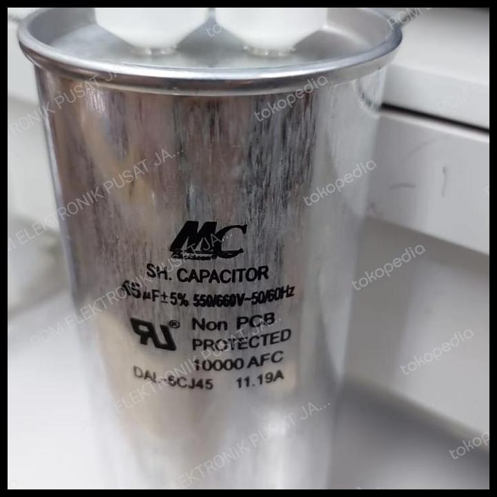 TERLARIS KAPASITOR CAPACITOR AC RUNNING 45MFD 45MF 45 MF MFD 550V 660V 550VOLT 