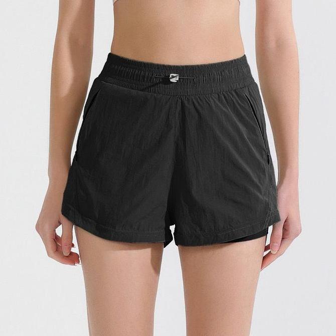 CX90-Celana Pendek Wanita Sport Parasut Gym Badminton Hotpants Olahraga Two Layer