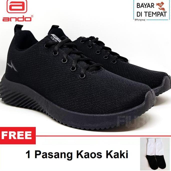 ANDO EVALD 39-43 FULL HITAM SEPATU LARI FITNES SENAM PRIA