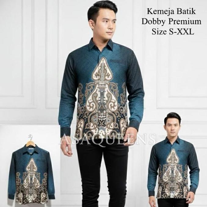 BATIK PRIA KEMEJA DOBBY PREMIUM | KEMEJA BATIK PRIA BAHAN DOBY | ATASAN BATIK LAKI LAKI | BAJU BATIK