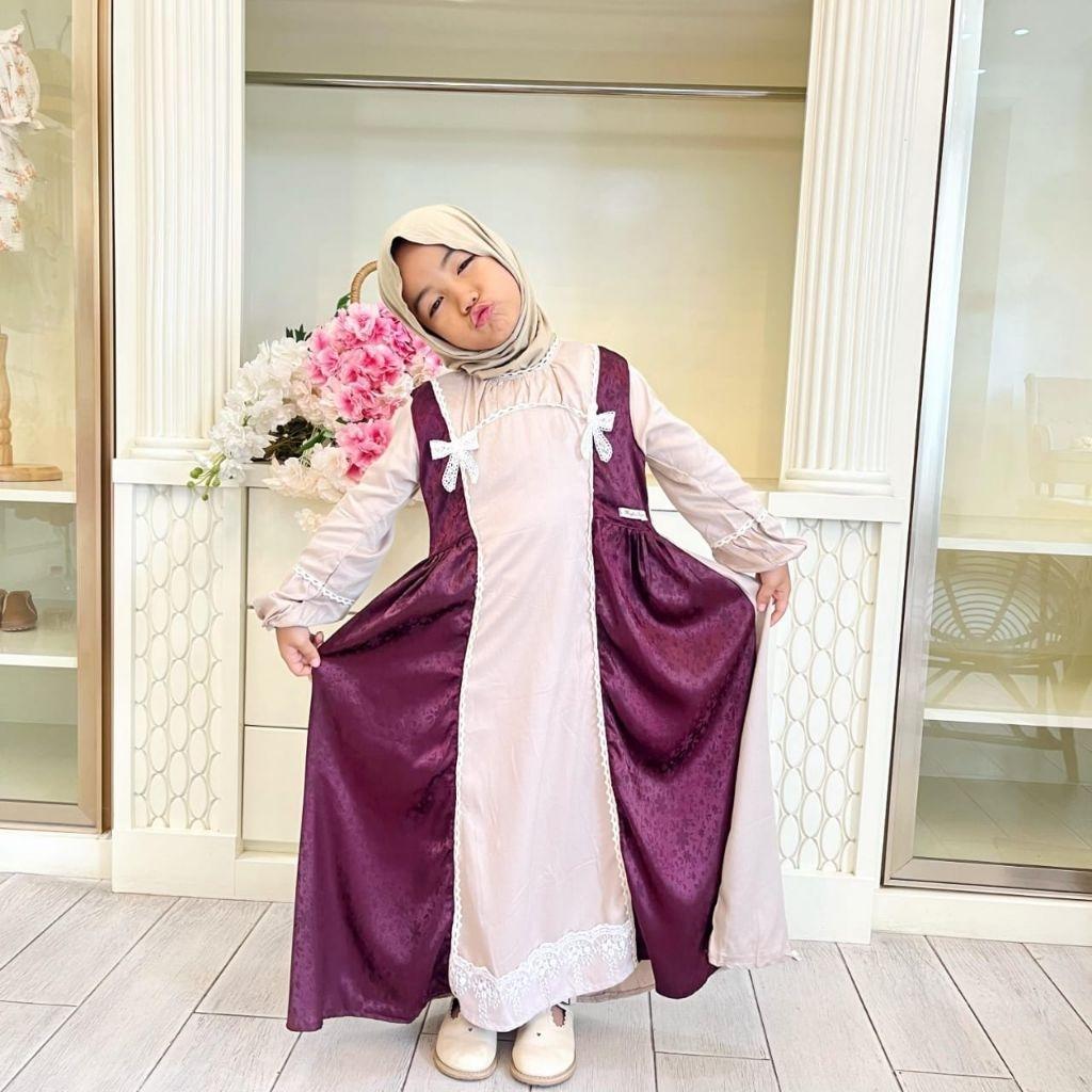 Ncc - Maybee Kids Usia 2-8 Tahun Gamis Panjang Anak Perempuan Akleema Long Dress Baju Muslim Anak Ce