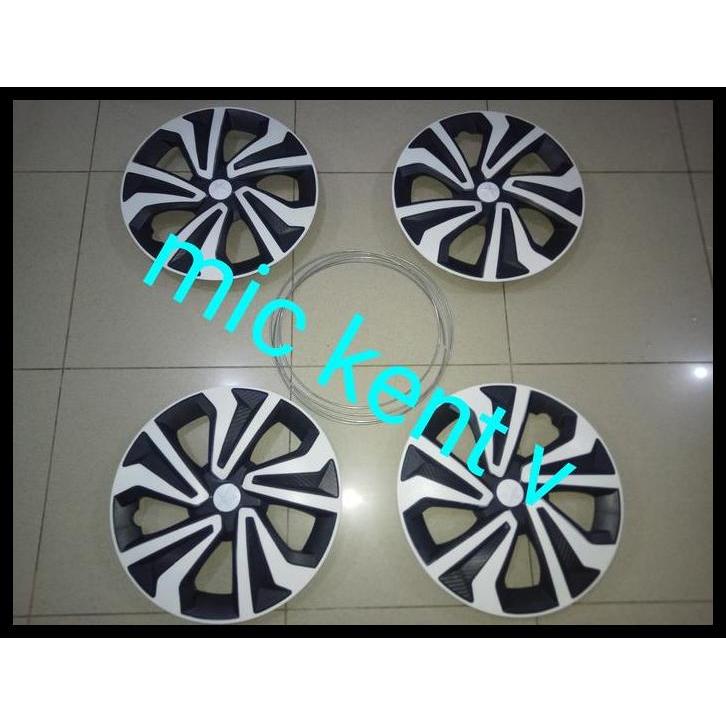 TERLARIS COVER DOP VELG RING 13 CARBON KOMB PUTIH MOBIL FUTURA 
