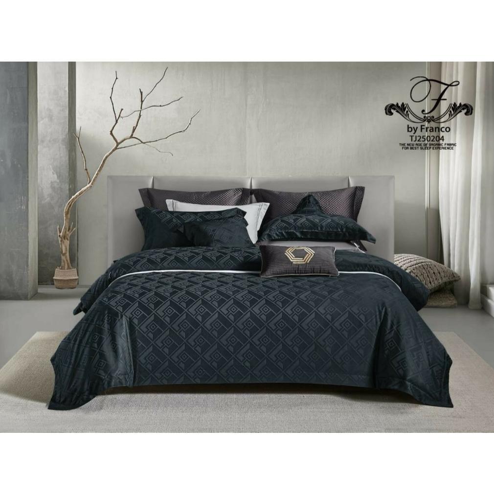 Bedcover Sprei Set KingKoil Sutra Tancel Organik Sprei Sultan Warna Hitam BW Bed Cover Sutra Organik