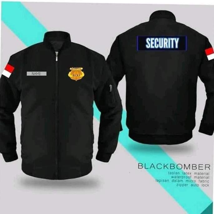 JAKET BOMBER SECURITY/SATPAM HITAM MURAH