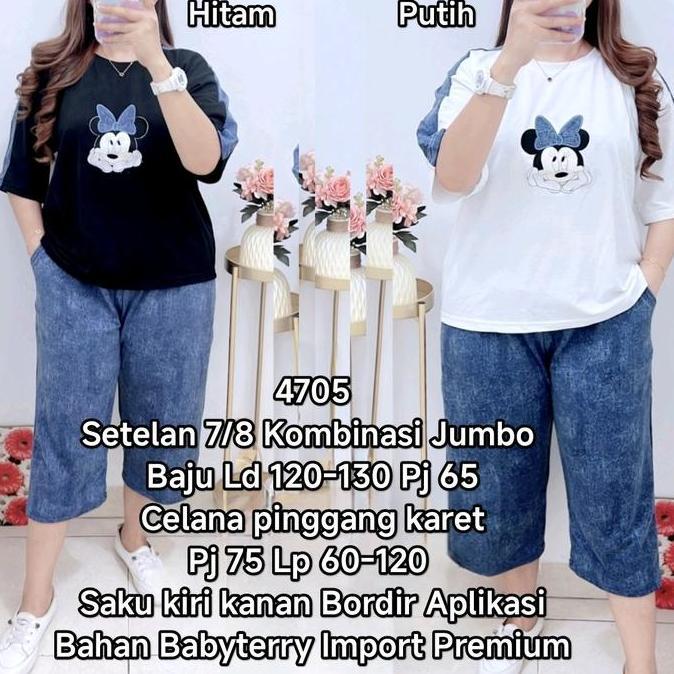 Grgd- Setelan 7/8 Jumbo Wanita Bahan Babyterry Import Premium Baju Ld 116-140 Cm Pinggang Karet Lp 6