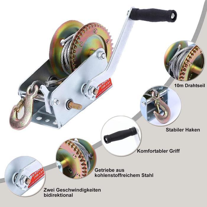 800Lbs Mesin Derak Manual Tangan Hand Winch Katrol Manual Alat Penarik Caravan Panjang Tali Laut Men