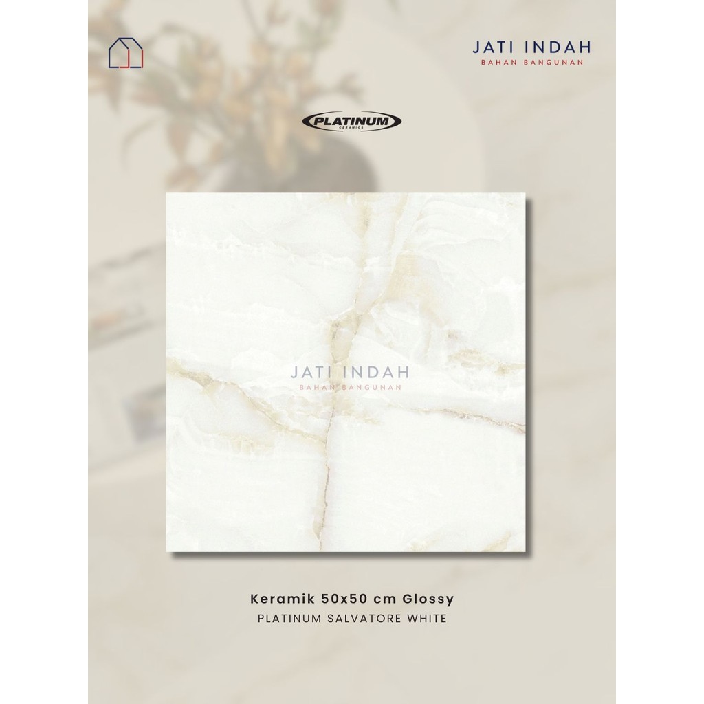 Keramik Lantai 50X50 cm Platinum Salvatore White