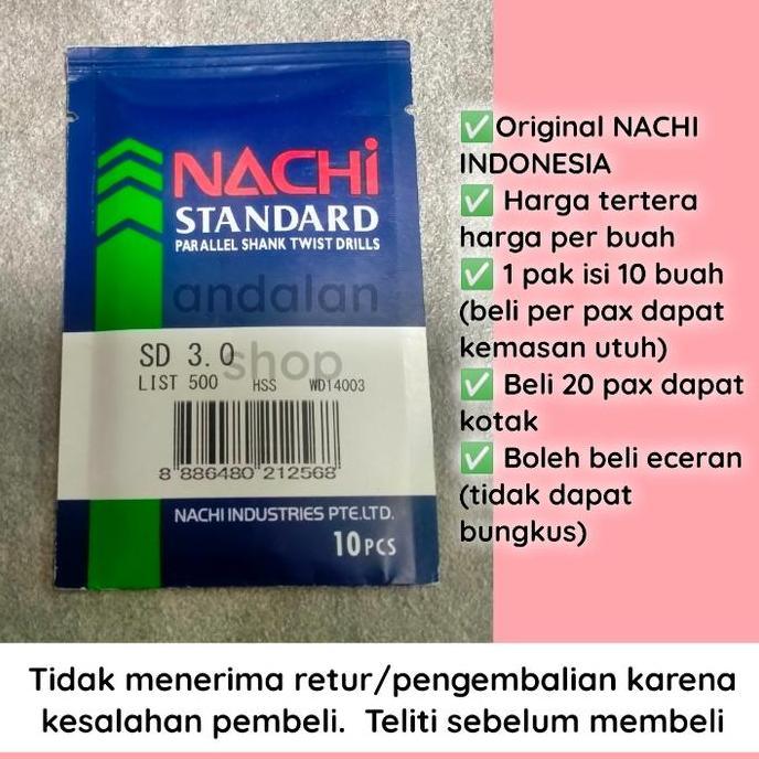 Dayhpy- Mata Bor Besi 3.0Mm Nachi / Mata Bor Besi Nachi / Mata Bor 3Mm Murah