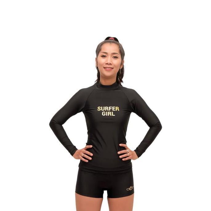 Surfer Girl BlackBlack Longsleeve Rashvest 244LLSR001BLK | Baju renang | Baju Surfing | Pakaian Rena