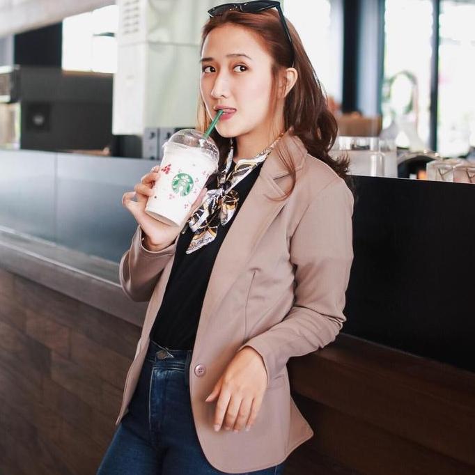 Fwbgy- Chloebeautyshop - Blazer Wanita Side Pocket - Blazer Wanita Kekinian Polos Formal Atasan Kant