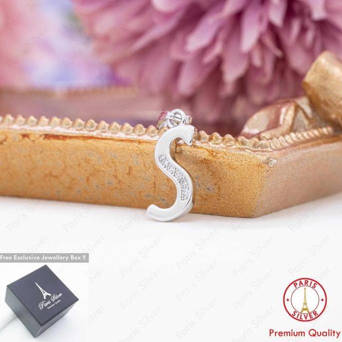 Yxcx- Kalung Huruf Nama Perak Asli 925 Alfabet Liontin Inisial Alphabet Silver Lapis Emas Putih