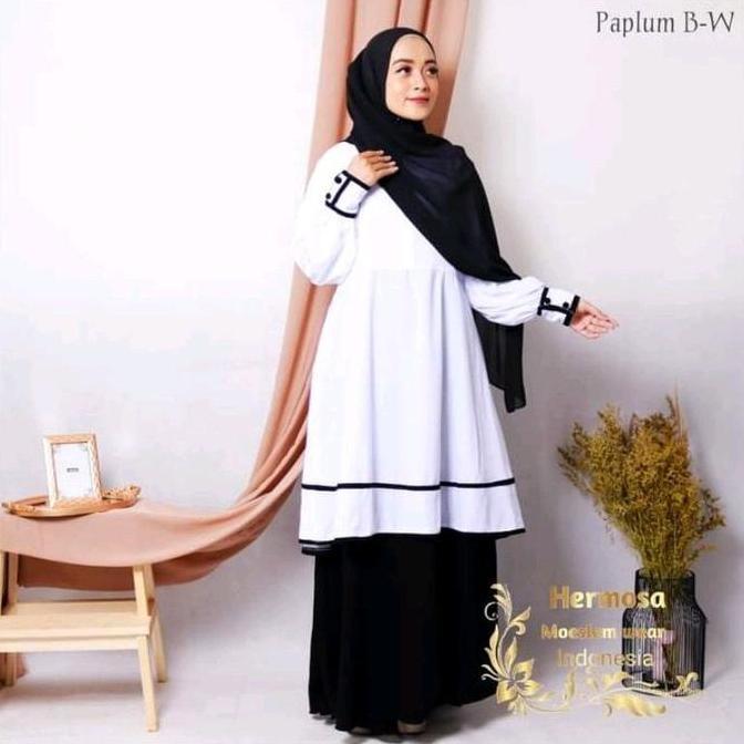 NEW [Gamis office hermosa] Gamis kantor hitam putih/gamis office hitam putih/gamis hitam putih murah