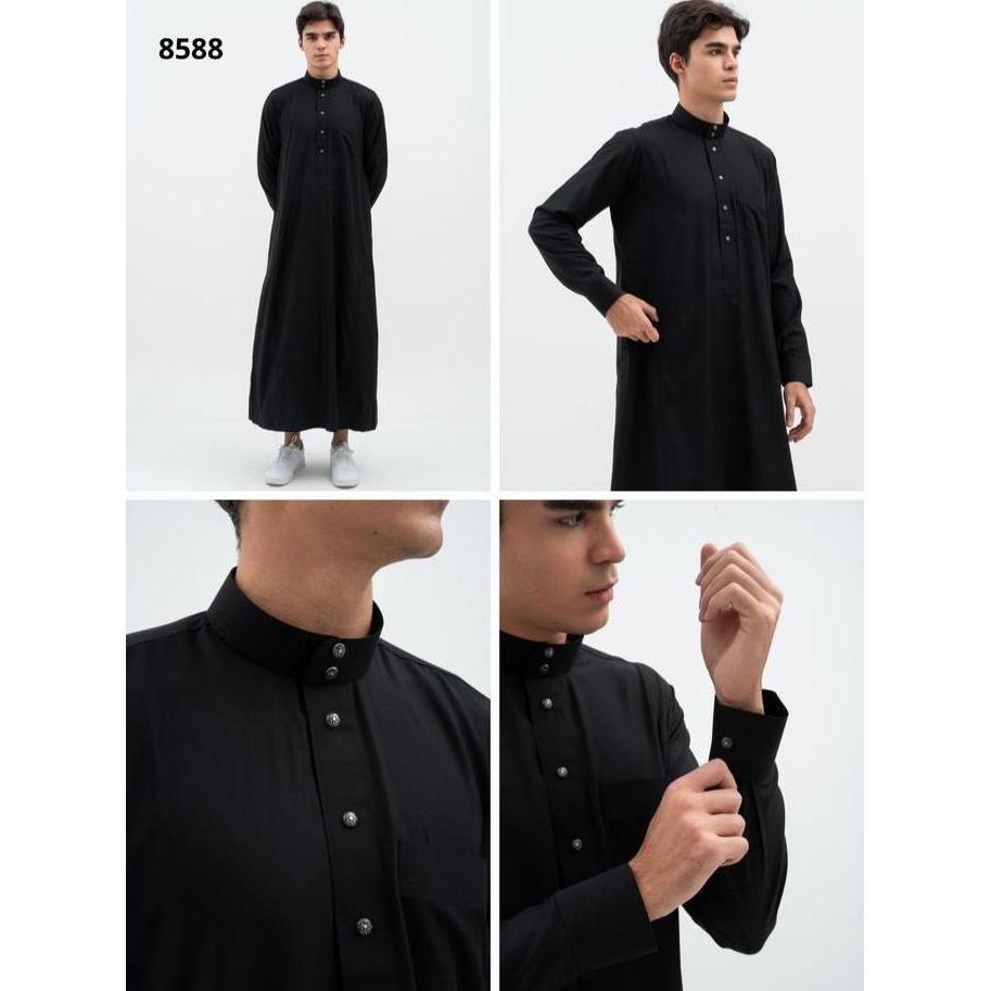 Uwouwo- Al Haramain Jubah / Gamis Pria Remaja & Dewasa Slimfit Premium Series Manset (2414) / Jubah 