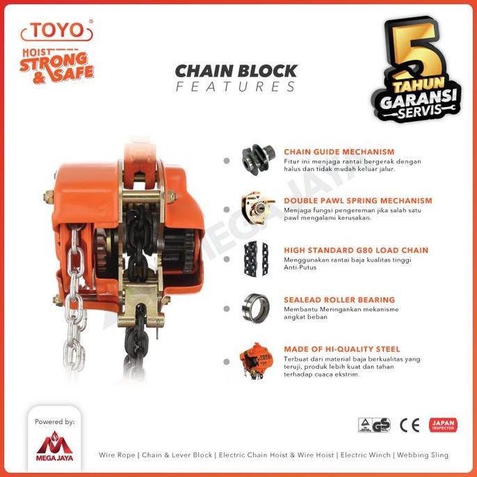 Chain Block / Takel 3 Ton x 5 Meter TOYO (TERBAIK) (TERBARU) (TERMURAH)