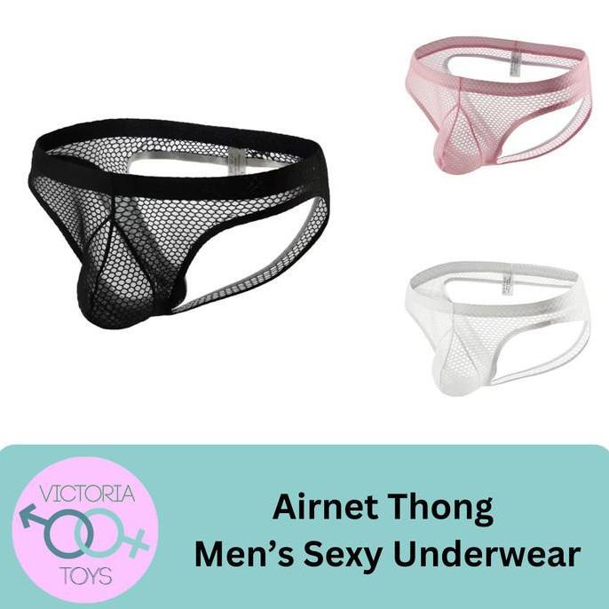 Cod,Bisabanget- Airnet Thong Men'S Sexy Brief Underwear / Celana Dalam Seksi Pria