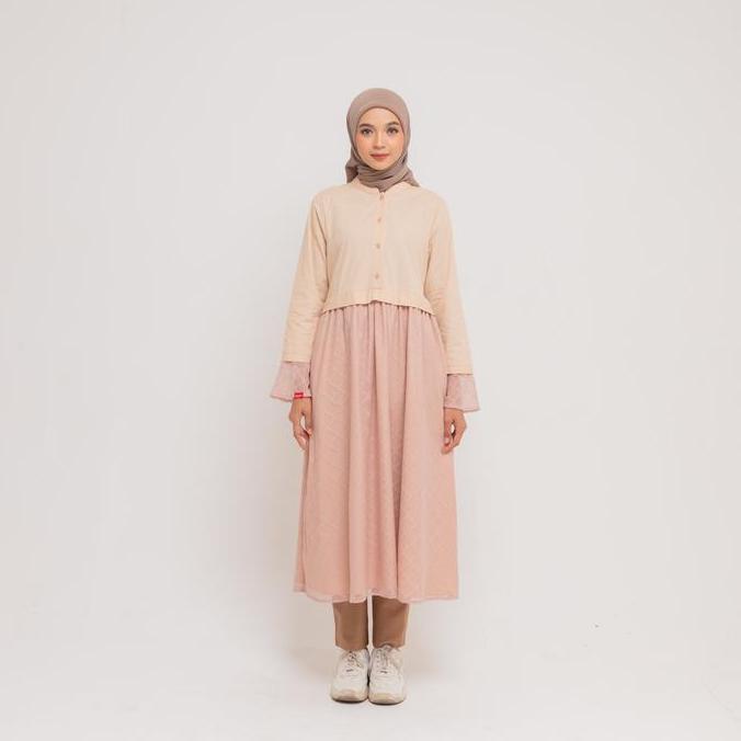 DAUKY Gamis Pesta Lebaran Wanita Remaja Dewasa Muslim M Dress Lace Katun Belt (TERBAIK) (TERBARU) (T