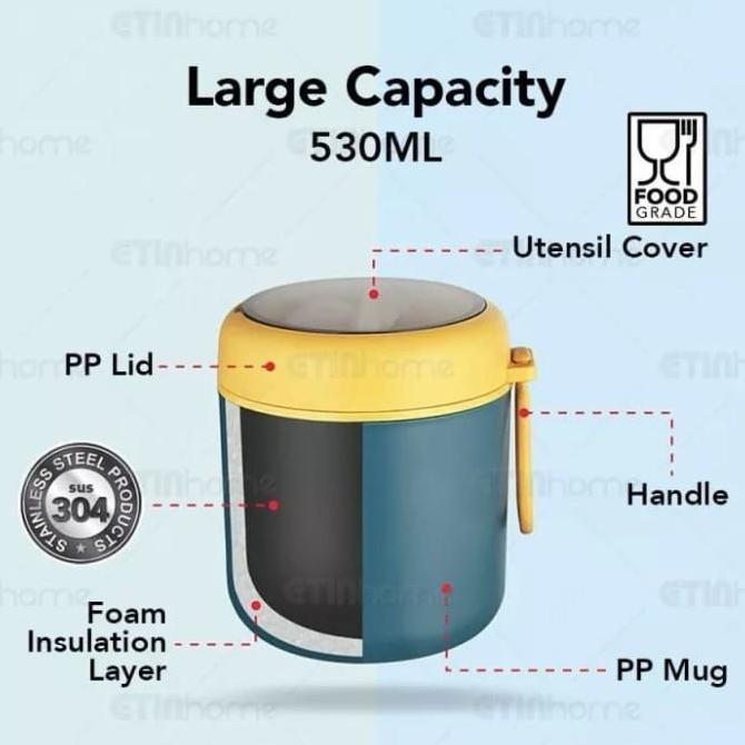 Thebest- TEDEMEI 304 Stainless Steel Soup & thermos soup cup 530ml