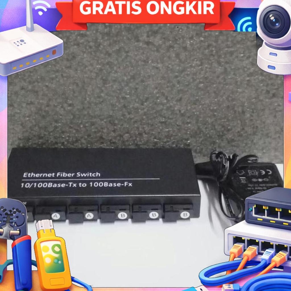 Media Converter 6 Fo 2 Lan Poe Fiber Switch 6 Sc 6 Port Fo 10/100 Mbps | B6F2Ec - 3A3B