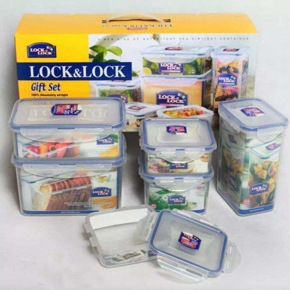 <PROMO> LOCK & LOCK HPL818SHP Classic Gift Set BESAR Isi 6 Pcs Kotak Makan Lunch Box Tupperware LOCK