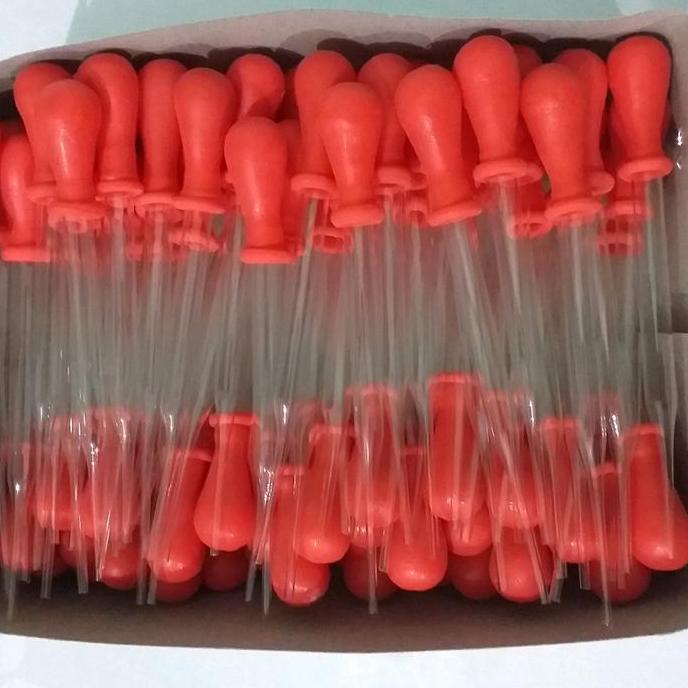 Storage- Pipet Tetes Kaca 9Cm Karet Merah Isi 100Pcs/Box