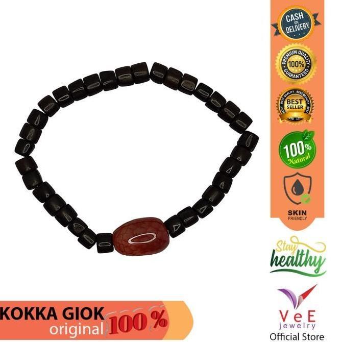 Gelang Tasbih Kayu Kokka Marjan Hitam Batu Giok Marun Jade Asli Cina (TERBAIK) (TERBARU) (TERMURAH)
