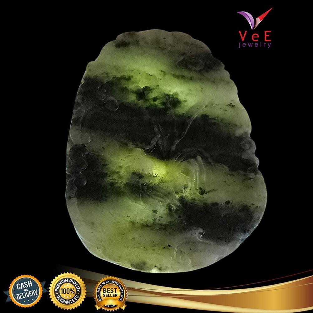 Liontin Batu Giok Burma Asli Natural Ukir Shio Ayam Fei Cui Tipe A - Vee Jade Jadeite Barang Antik