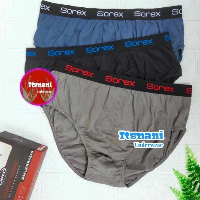 Realboy- Cd Pria Sorex M 3007 Katun Karet Boxer Isi 3Pcs | Celana Dalam Cowok Sorek Berkualitas