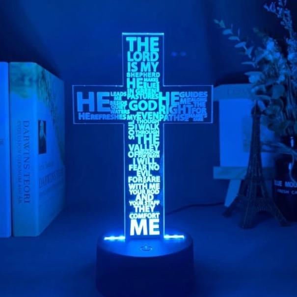 Lampu Tidur / Pajangan Lampu Hias 3D Model Salib