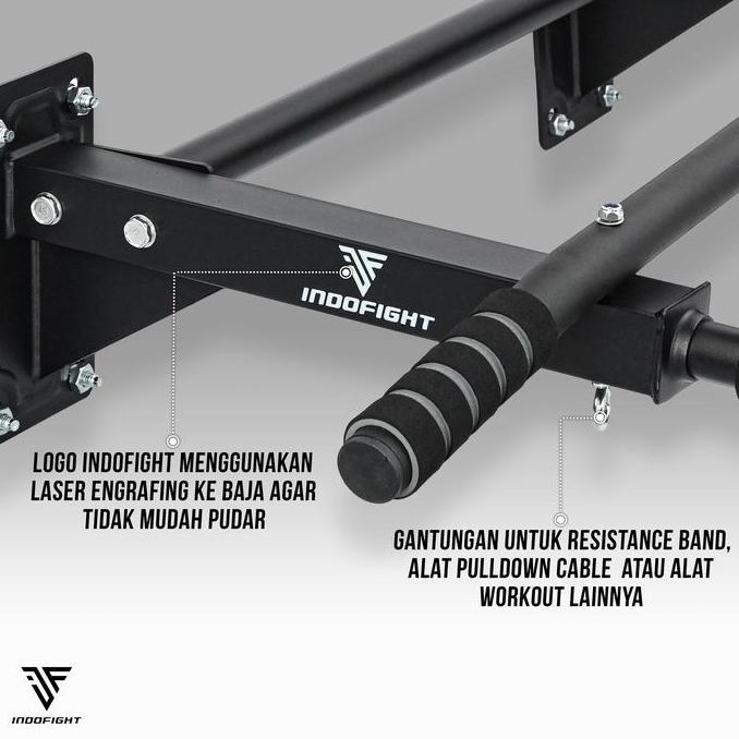ROBOTHIJAU526 - PULL UP BAR DINDING INDOFIGHT CHIN UP BAR TIANG GANTUNGAN BESI ALAT PULL UP DI RUMAH