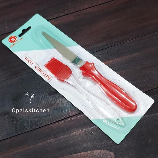Set Spatula Cake Stainless Dan Kuas Silikon