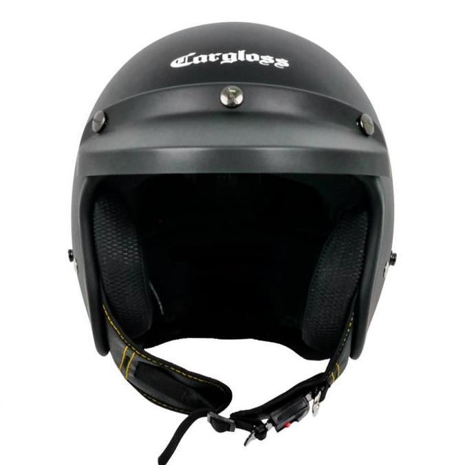 Helm Cargloss Original CFM Retro Army Half Face - Black Doff accessories motor motorcycle
