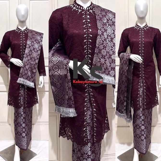 Setelan kebaya brokat Tunik busui payet mewah - Kebaya modern - Kebaya wisuda songket - Atasan kebay