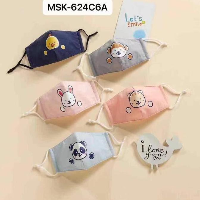masker kain 3ply dewasa motif cute tali elastis adjustable duckbill
