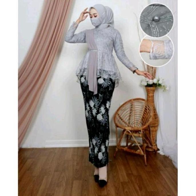 Murah Setelan Kebaya Couple Sarimbit Tile Bordir Pasangan Kemeja Panjang Motif Batik Katun Couple Ba