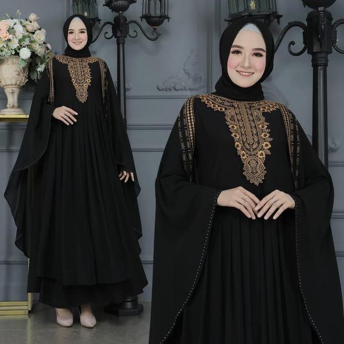 Murah Galeri Sicantik - Cod - Gamis Abaya Kalong Wanita - Abaya Turkey Mewah Terbaru 2023 Hitam - Ga