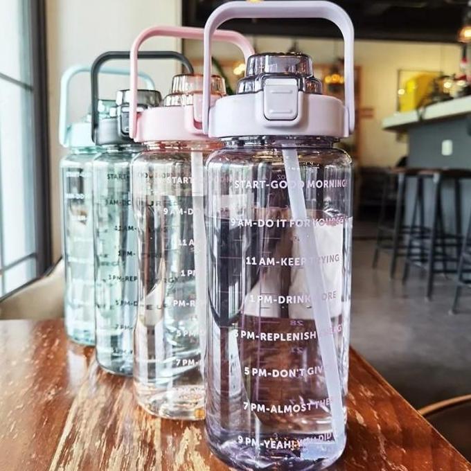 Thebest- Botol Minum Viral Motivasi 2 Liter BPA FREE Botol Motivasi Bening -