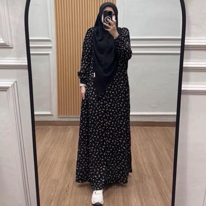 Grosir Ghina Dress Gamis Rayon Viscose Full Kancing Aktif