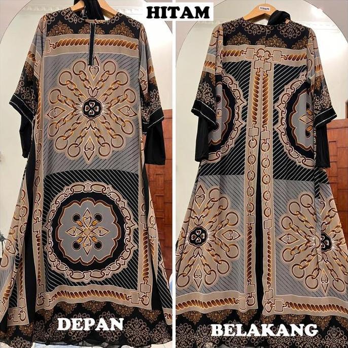 Murah Helin Gamis Set Hijab Segi 4 Premium