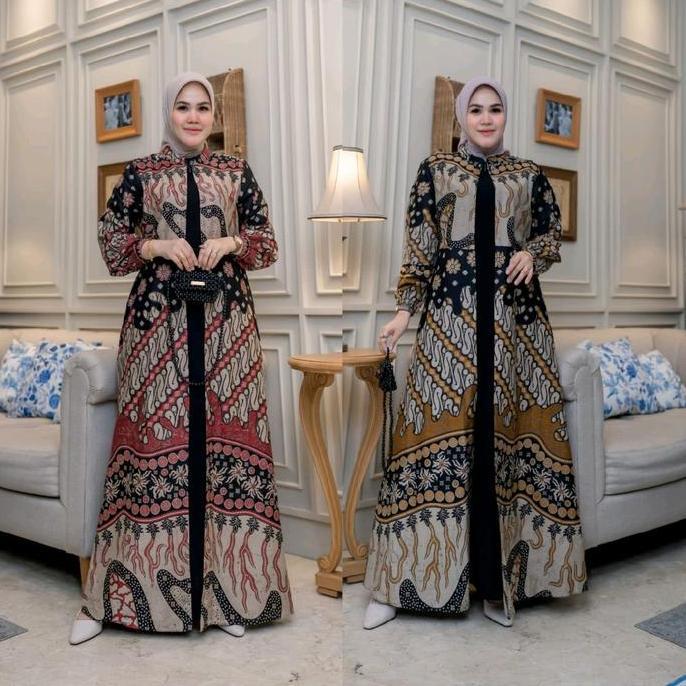 Sale Gamis Pesta Batik Kombinasi Dress Batik Kondangan Paling Terlaris Baju Gamis Seragaman Katun Mo