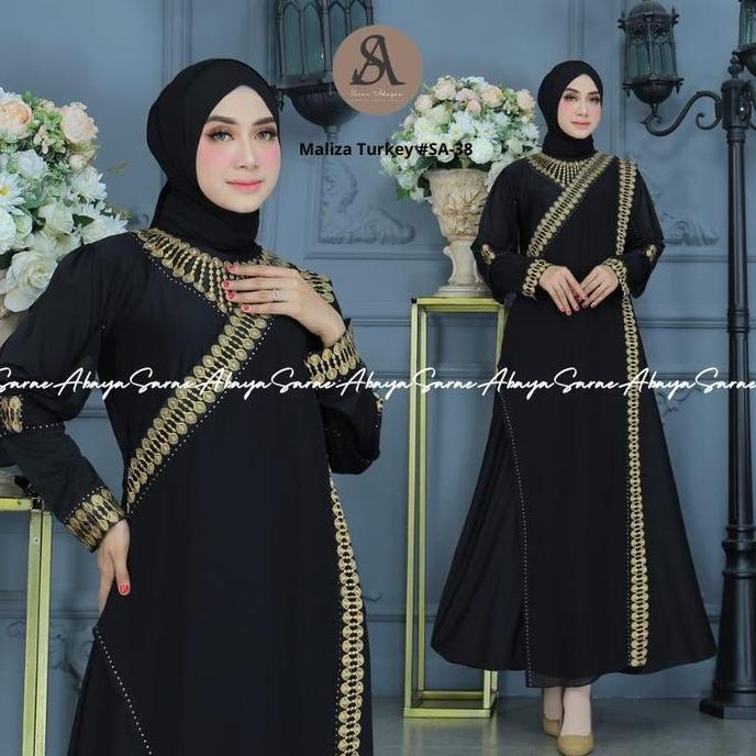 Sale Sarae Abaya Maliza Turkey #Sa-39 Bordir Payet Ceruty Model Sari India Cantik Muslim Gamis Turki