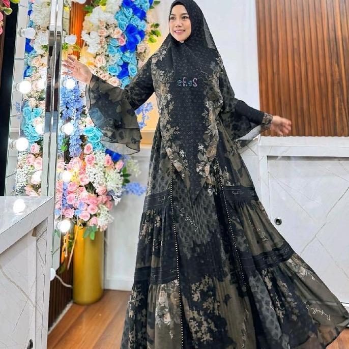 Promo Masyaaa Seeriesss Bby Farfadh Syari Gamis Premium Original Jersey Mix Ceruty  Siap Kirim
