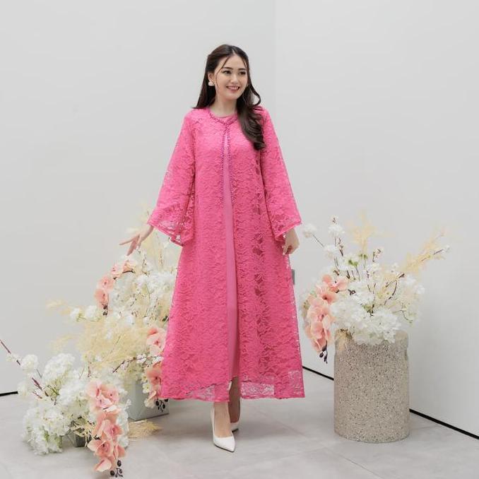 Murah Naura Gamis Brukat Outer Pearl / Gamis Panjang Brukat Wanita