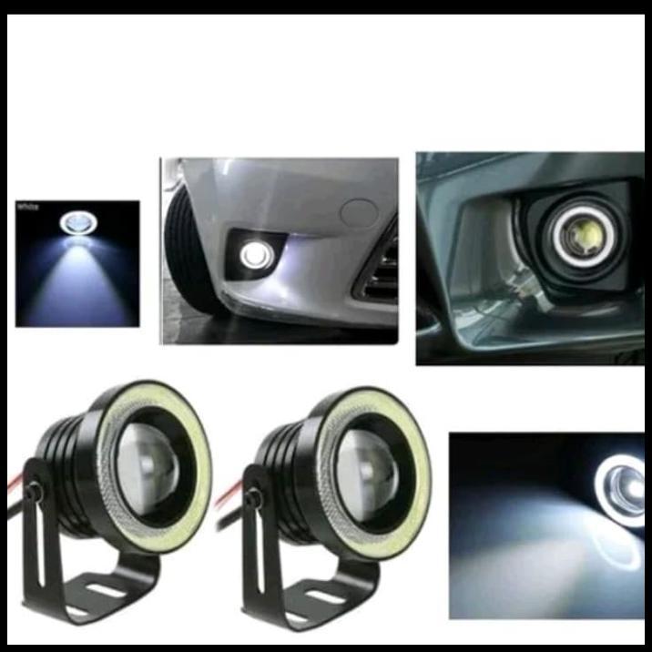 DISKON UNIVERSAL FOG LAMP ENGEL EYES LED PUTIH 89 MM NEW AVANZA 