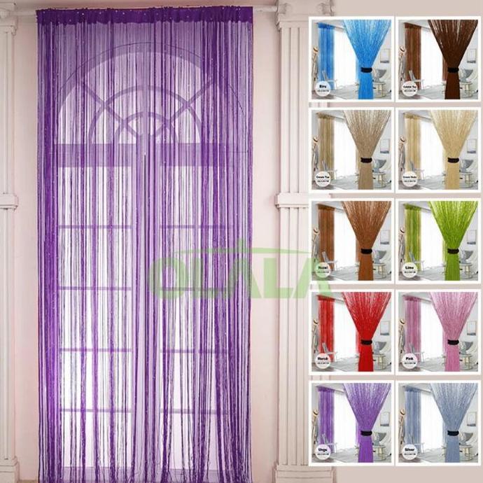 Promo CodTirai Benang Glitter Gliter Polos Tirai Jendela Tirai Benang Tirai Pintu Curtain Oll-Bh-103
