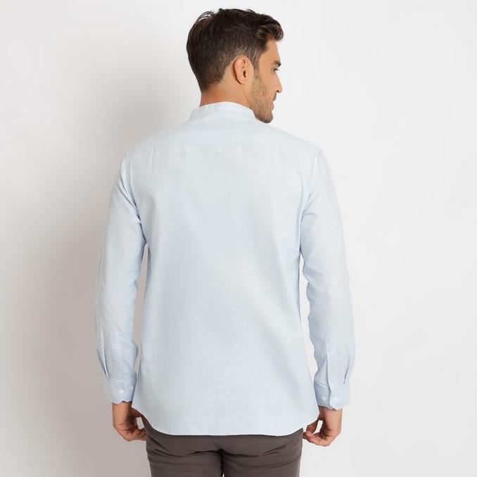 Promo Dancus - Kemeja Koko Pria Atasan Muslim Baju Koko Kurta Lengan Panjang Warna Biru Langit Bk204