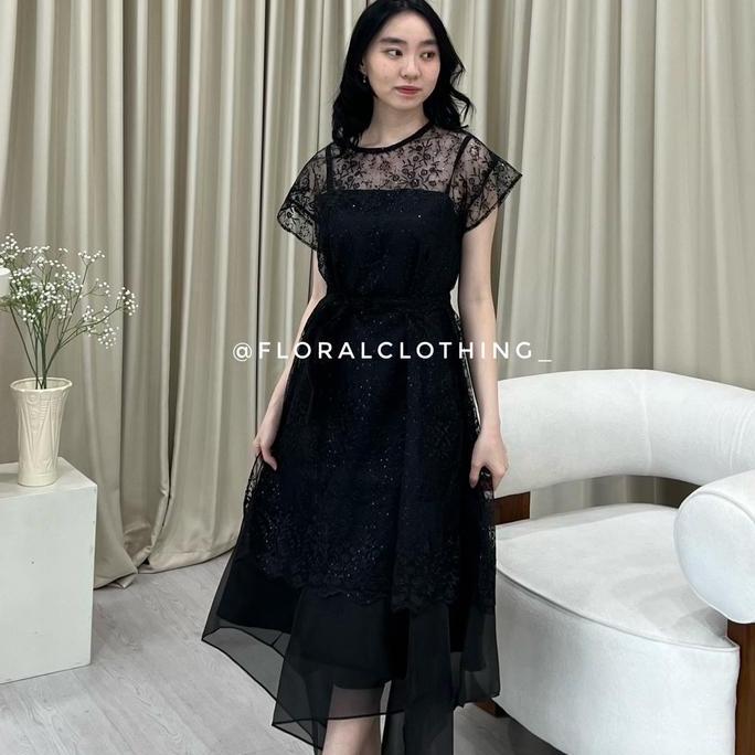 Unik F351 Dress Wanita Kondangan Bridesmaid Pesta Mewah Bahan Premium