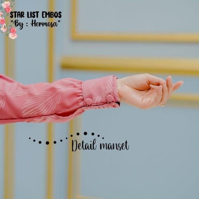 Murah [Gamis Hermosa] Gamis Embos Hermosa Motif Daun Warna Pink-Gamis Dusty Pink- Kerah Muslim Dress