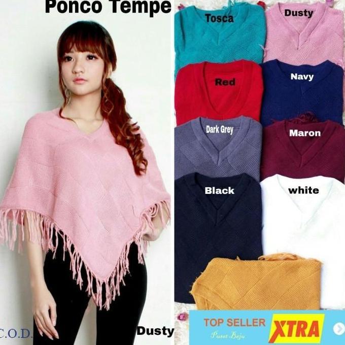 Murah Baju Ponco Tempe Ro Blouse Wanita Rajut Var Color Kekinian Tiktok Shop Fashion Muslim Ramadhan