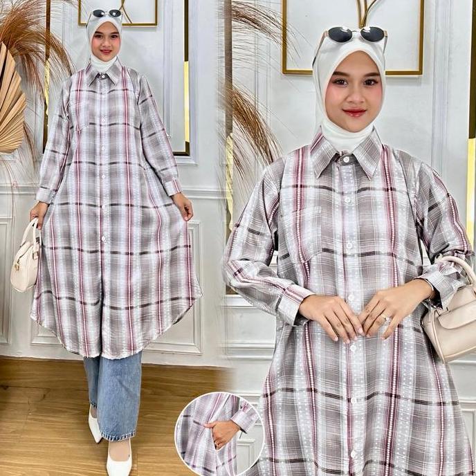 (BEST SELLER) Long Tunik Motif  longtunik Triset  Dress Wanita  Tunik Kantor  Atasan Wanita Hijab  T